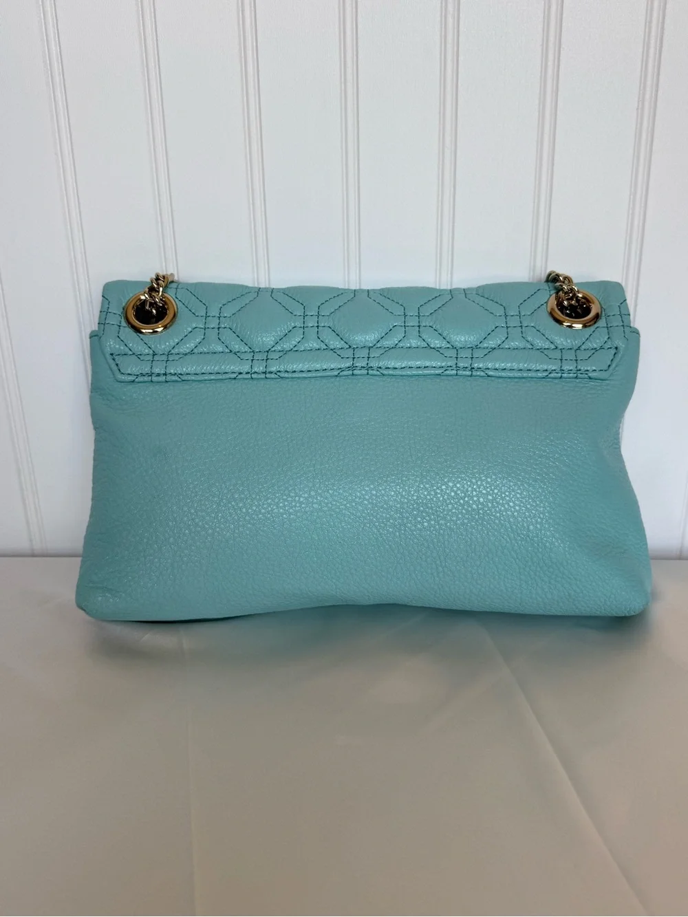 Kate Spade New York Blue Pebbled Leather Quilted Chain Shoulder Bag COA